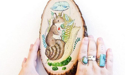 誰說畫畫一定要畫在紙上？與樹木合為一體的森林系動物繪圖  Marika Paz、畫畫、木頭、手繪、波蘭、插畫家、藝術