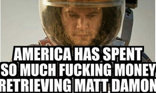 你還要花美國政府多少錢啦！好萊塢最「欠救」國寶就是他 絕地救援、麥特戴蒙、Matt Damon、星際效應、國寶