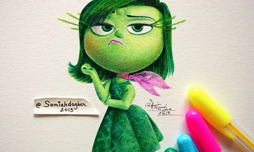 繽紛色彩讓人陶醉...用圓珠筆畫出的迪士尼肖像畫！ 腦筋急轉彎、Samia Al Homsi Dagher、迪士尼、圓珠筆肖像畫、藝術