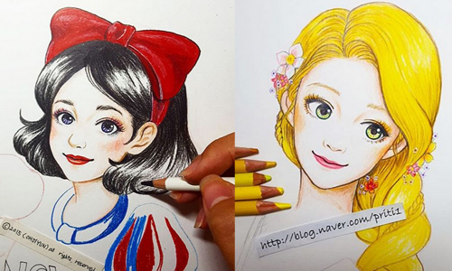 公主們不考慮組個韓國女團嗎？顏值超高的迪士尼手繪Fan art 오천사、instagram、o1004、迪士尼、公主