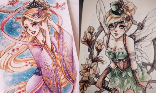 樂佩變身和服美人長這樣！迪士尼公主的全新改造計畫 instagram、peithedragon、迪士尼、fan art、公主