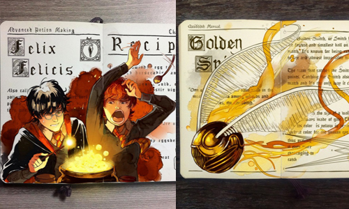 宛若塵封百年的《哈利波特》繪本！美到讓人想全部收藏的Fan art Gabriel Picolo、巴西、instagram、_picolo、手繪