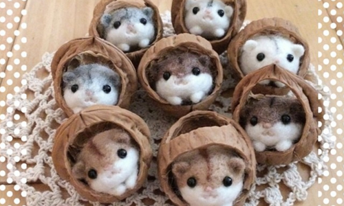 躲藏在零嘴間的貪吃小萌物！超治癒核桃倉鼠羊毛氈 mukuton、muku、instagram、日本、羊毛氈