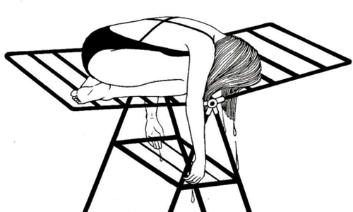 在曬衣架上把眼淚晾乾吧！另有寓意的韓國黑白插畫 henn_kim、Henn、헨、韓國、instagram