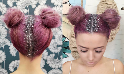 這不是頭皮屑啦！將七彩金蔥撒在髮根成為新時尚趨勢 glitter roots hair、頭髮、染髮、金蔥、歐美