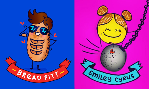 你認得出來是誰嗎？結合讀音相似的超可愛明星插畫 插畫、明星、名字、Ed Sheeran、紅髮艾德、布萊德彼特、Brad Pitt、Lana Del Rey、Tom Cruise、湯姆克魯斯、Kate Moss、凱特摩絲、Rihanna、蕾哈娜、Miley Cyrus、麥莉希拉