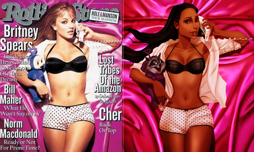 艾莎走鐘到全身只遮三點！如果迪士尼公主變成小甜甜布蘭妮… 小甜甜布蘭妮、迪士尼、公主、fan art、Britney Spears