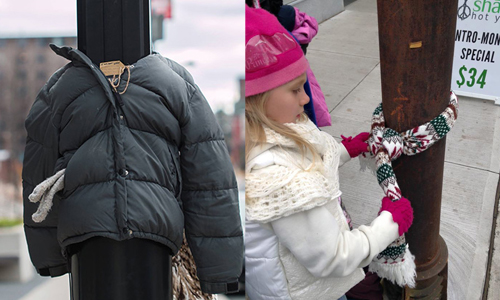 加拿大冬天連柱子都要穿上外套？小朋友童心背後的感人理由是…… 加拿大、街友、送暖、愛心、 Tara Smith-Atkins