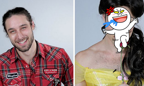 愛麗兒竟然長出了muscle！當這5位男人變身成迪士尼公主.....？ 迪士尼、公主、惡搞、男人、化妝