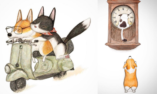 想要自己騎餔餔出去玩～ 「柯基夢遊仙境」一窺狗狗小夢想 instagram、ppalrang_ppalrang、柯基、夢遊仙境、手繪