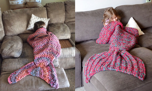 好想在暖暖的魚尾巴裡睡午覺！針織人魚尾毯讓你變成愛麗兒    美人魚、人魚、魚尾、針織、毯子