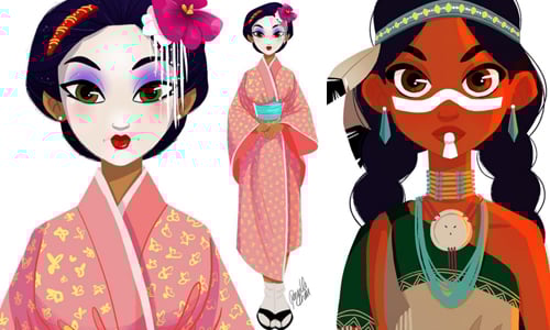 花木蘭不從軍改去日本當藝伎？！迪士尼Fan art讓公主大玩穿越 instagram、pernilleoerum、Pernille Orum、迪士尼、Fan art、藝術