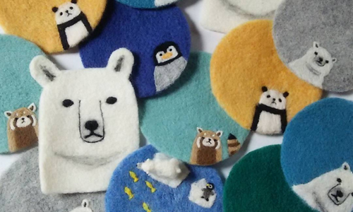 喝下午茶也有北極熊寶寶陪伴！超療癒手作動物造型杯墊 yuco.、yucoco cafe、日本、Instagram、羊毛氈