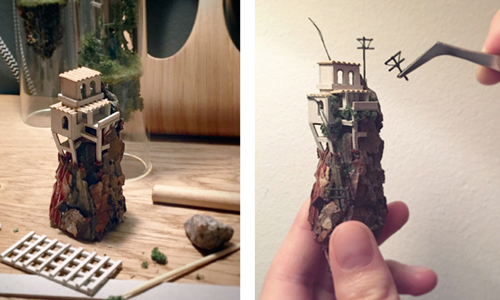 簡直像是童話小精靈的家！小到能塞進試管的屋子讓人嘆為觀止 試管、迷你、微型、DIY、房子