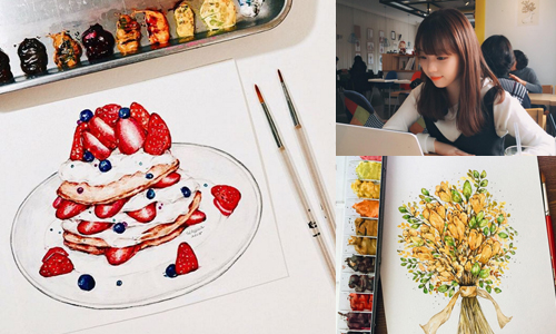 人長得美、水彩畫也不惶多讓！寫實兼具浪漫的韓國正妹手繪 instagram、hyovely_91、Sihyun、花草、水彩