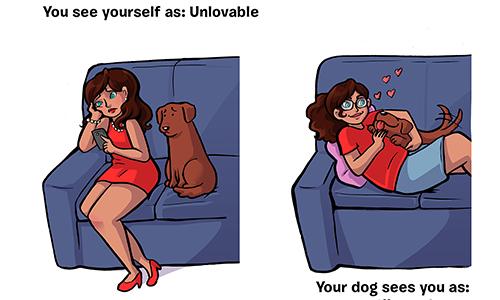 在狗狗的世界裡  你就是牠的全部 狗狗、毛小孩、寵物、插畫、藝術