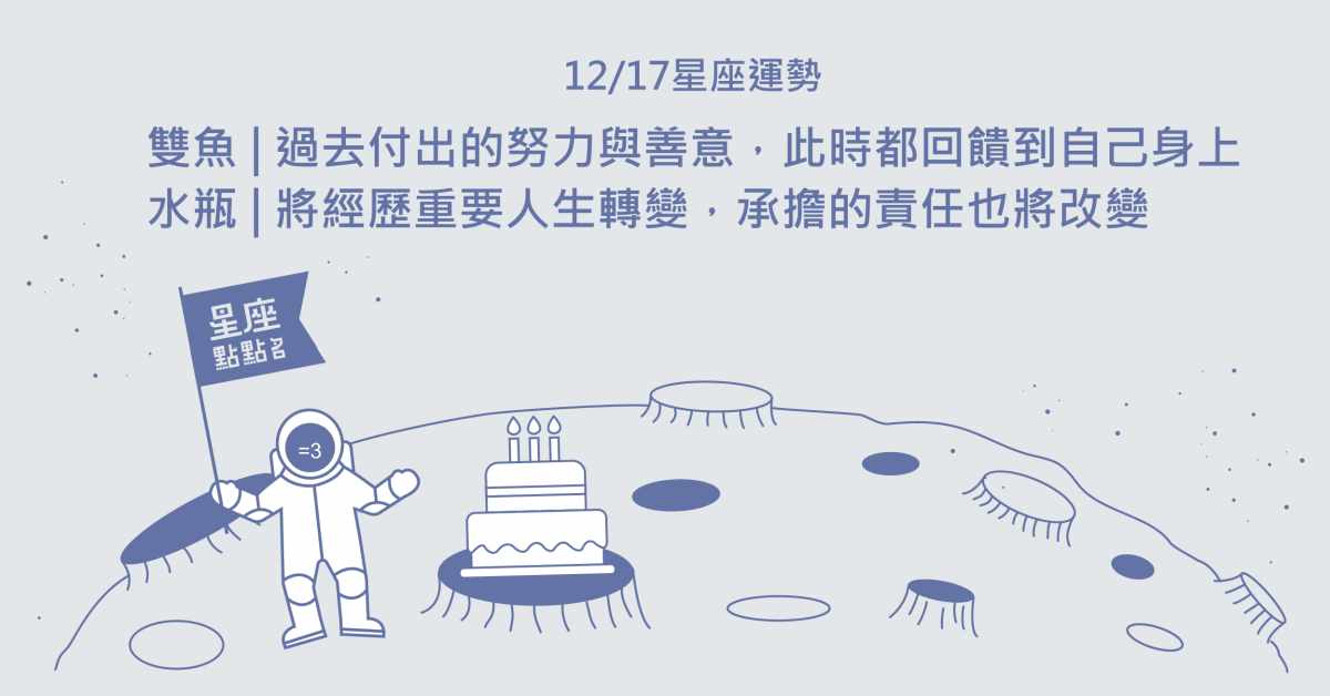 12/17星座點點名：雙魚過往努力善意被看見！相信善有善報吧。每日星座進化2.0 星座運勢、當日運勢、星座點點名、每日星座進化