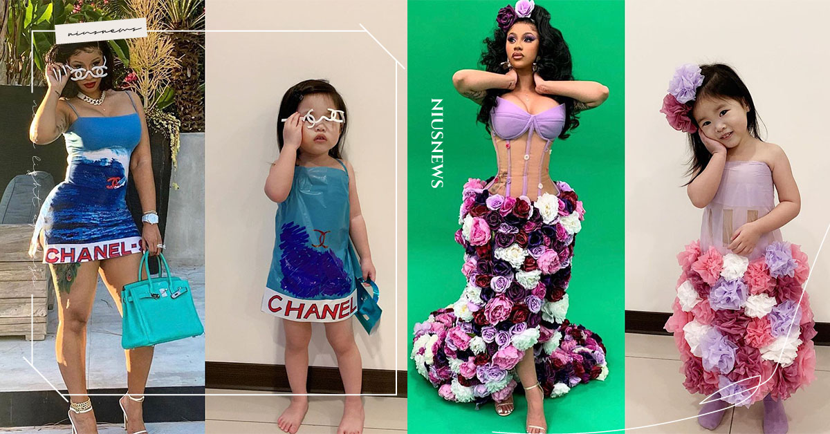 台灣全職媽媽的春天！用垃圾袋、紙板跟女兒玩變裝，還被Cardi B本人轉發照片 親子妞、媽媽妞、變裝、Cosplay、Cardi B、ayumilee0110、全職媽媽、媽媽聊聊、生活、一打一、作息、創意、Ayumi