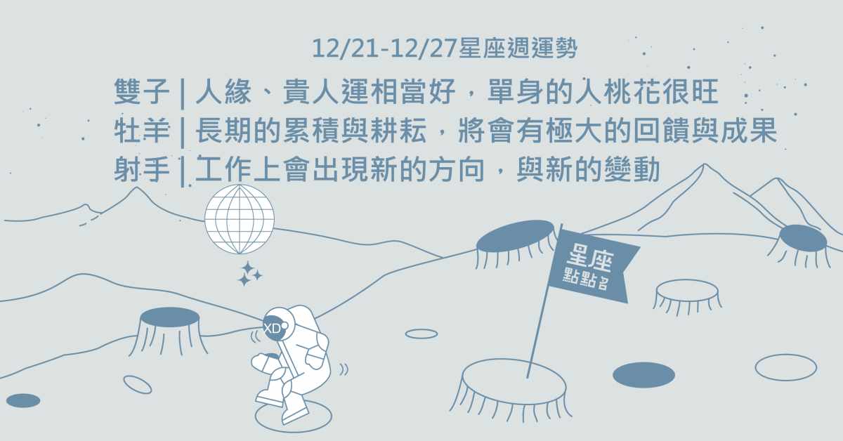 12/21~12/27星座點點名：雙子各方面都穩，摩羯將迎來結束 星座進化2.0 星座運勢、當日運勢、星座點點名、每日星座進化