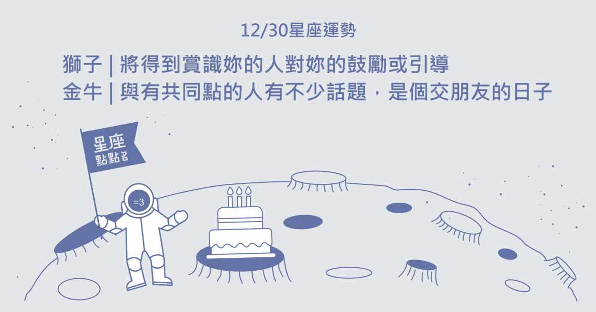 12/30星座點點名：金牛在工作上與人互動時，會遇到有趣的事！每日星座進化2.0 星座運勢、當日運勢、星座點點名、每日星座進化