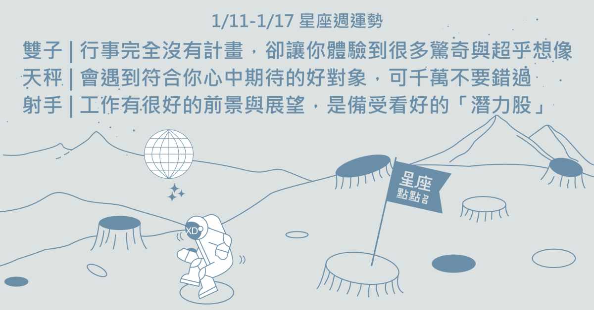 1/11～1/17星座點點名：雙魚座回饋極大，水瓶座受到愛戴。星座進化2.0 星座運勢、每週運勢、一周運勢、12星座、運勢預測