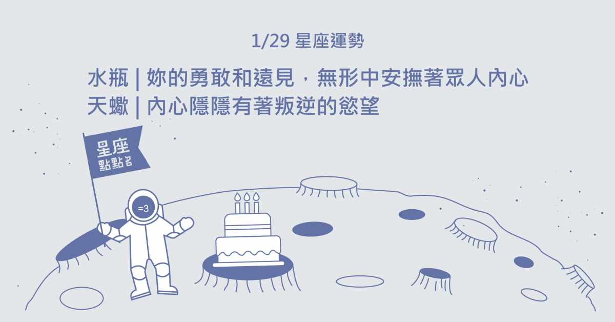 1/29星座點點名：水瓶機會來臨，展現勇敢的時刻！每日星座進化2.0 星座運勢、當日運勢、星座點點名、每日星座進化