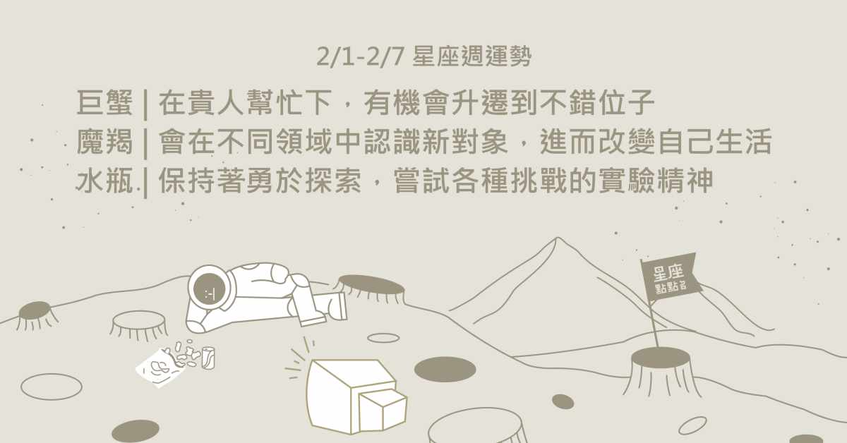 2/1～2/7星座點點名：巨蟹把握命運之輪帶來的好運！星座進化2.0 星座運勢、當日運勢、星座點點名、每日星座進化2.0