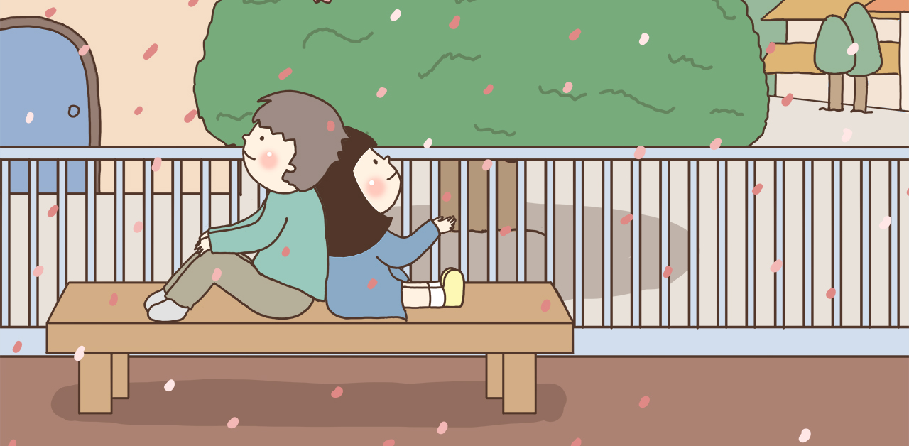 一旦把心打開，無論天明天暗，我都為你勇敢 插畫、文創、藝術、櫻花、愛情