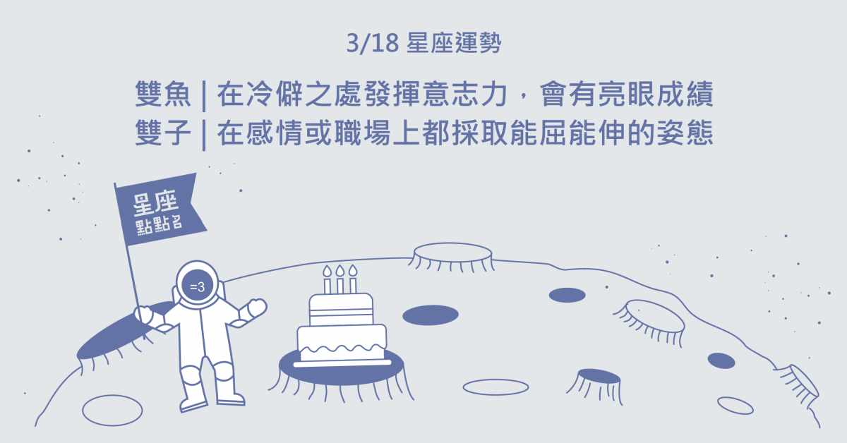 3/18星座點點名：雙魚持之以恆，堅持努力就有好成果！每日星座進化2.0 星座運勢、當日運勢、星座點點名、每日星座進化