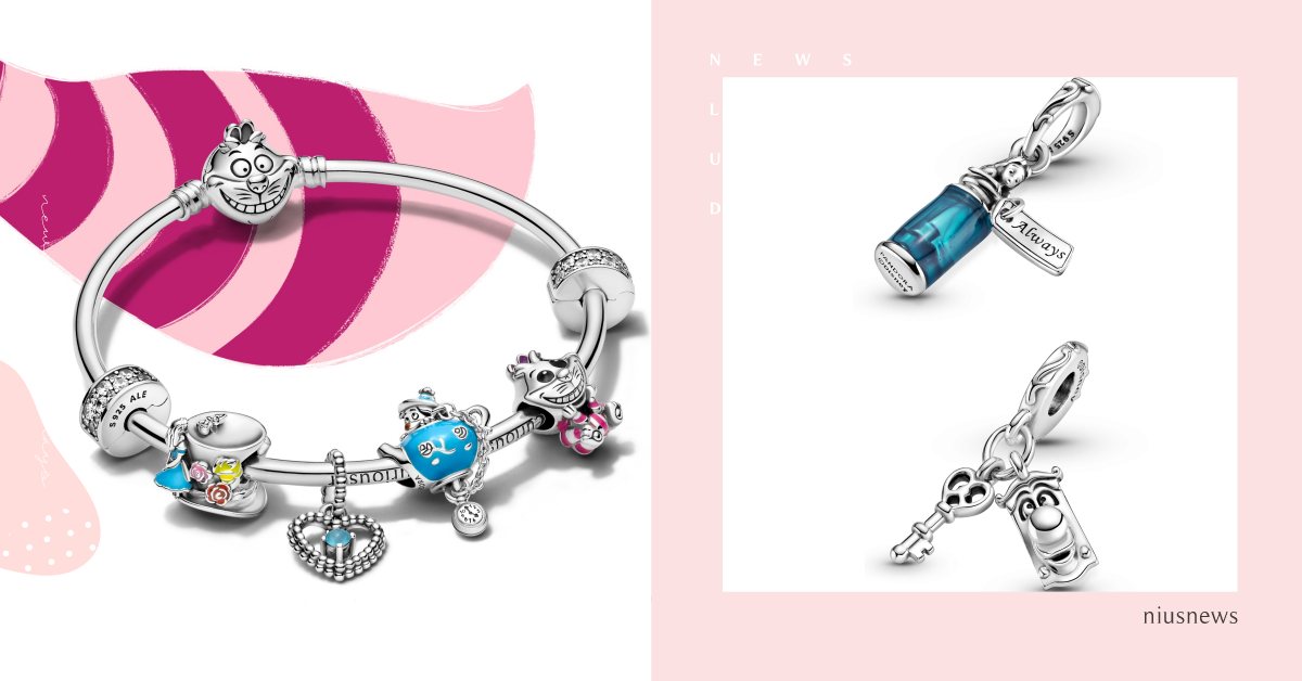 妙妙貓變手鏈釦！PANDORA×《愛麗絲夢遊仙境》，縮小藥水、門把先生串飾太可愛 Pandora、迪士尼、聯名、愛麗絲夢遊仙境、妙妙貓、飾品