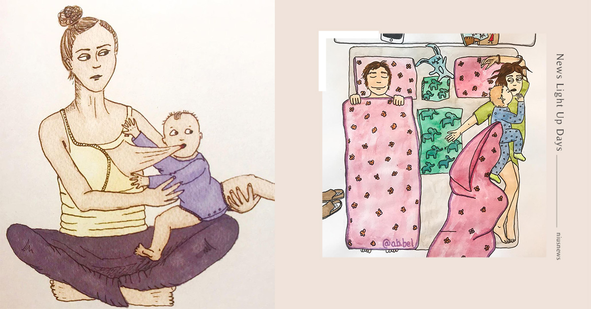 全世界的嬰兒都會扯內內、看媽媽上廁所、睡覺360度旋轉！挪威媽媽的痛苦育兒插畫 媽媽妞、親子妞、挪威、插畫、新手爸媽、育兒教養、新生兒