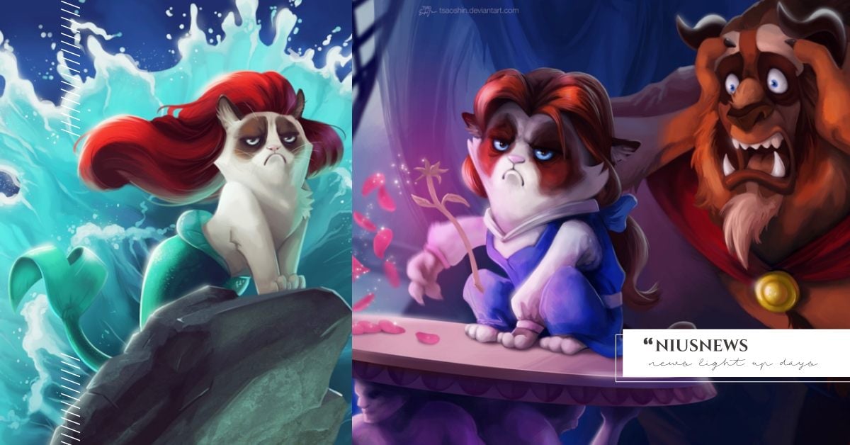 不爽貓亂入「迪士尼」13部動畫全崩壞！臭臉貓「魂穿辛巴」老爸傻眼、換臉艾莎更高冷 不爽貓、臭臉貓、迪士尼、迪士尼公主、獅子王、艾莎、冰雪奇緣、黑魔女、改圖、藝術家