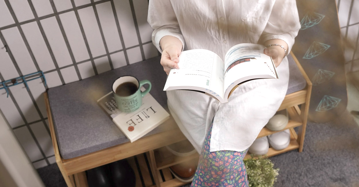 DIY北歐風格傢俱．順手把陽台打造成閱讀空間．立格扉LIGFE玄關竹木穿鞋椅 DIY傢俱、穿鞋椅、北歐風格