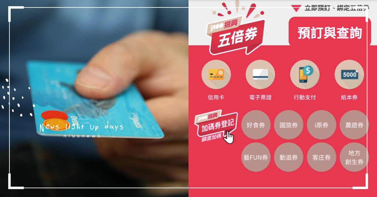 「振興五倍券」領電子的更划算！43家信用卡、電子票證、行動支付優惠細節一次看 振興5倍券、振興五倍券、振興抵用券、振興券、電子綁定、信用卡、電子票證、行動支付、武漢肺炎、新冠肺炎、紓困方案、振興消費券、行政院、蘇貞昌