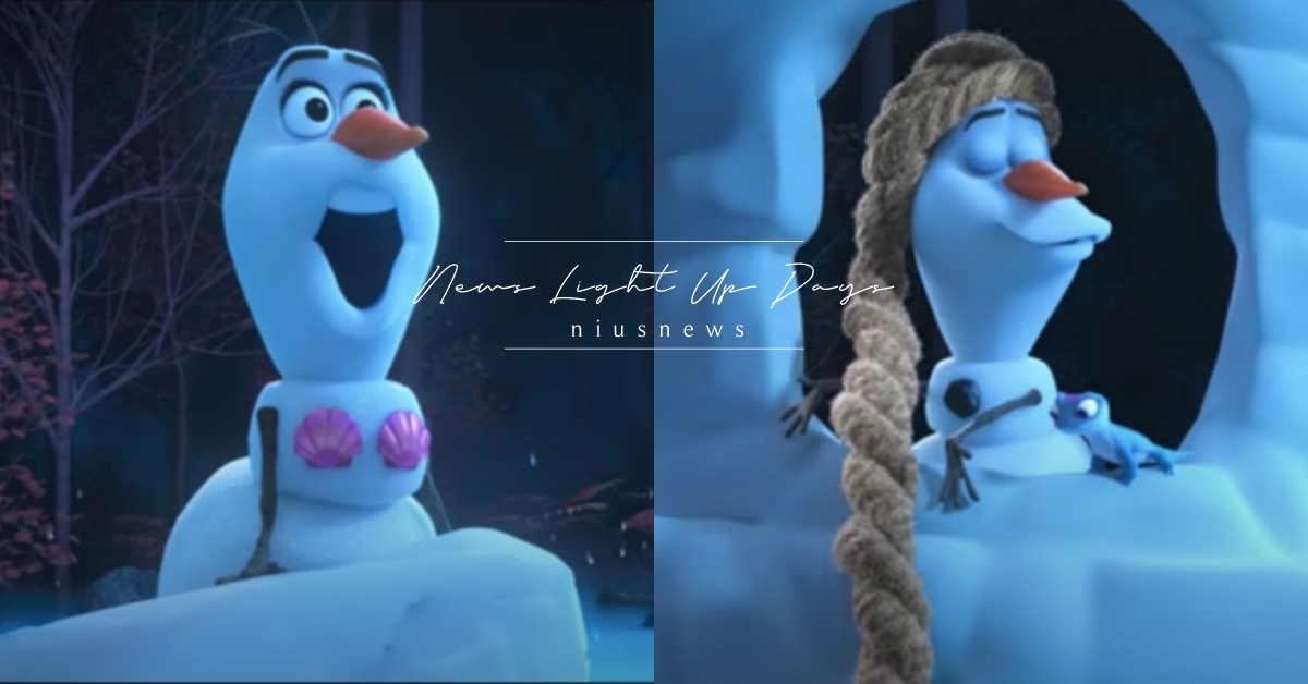 學小美人魚穿貝殼比基尼！《冰雪奇緣》雪寶神模仿「迪士尼公主」還原經典場景 冰雪奇緣、迪士尼公主、雪寶、迪士尼、Disney+