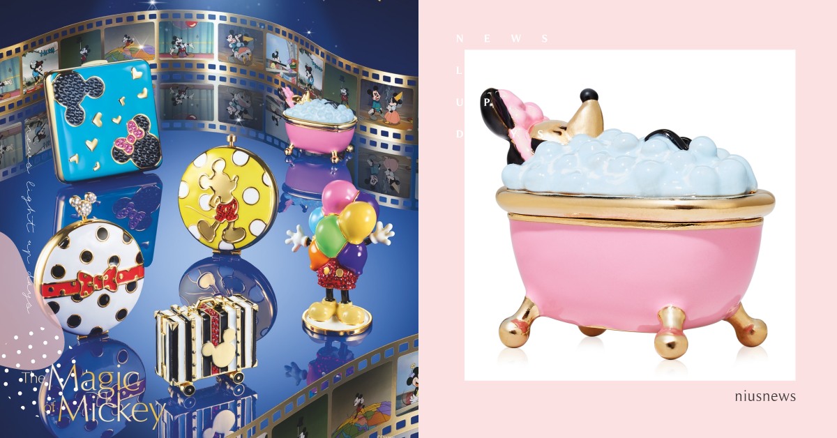 台灣買得到！雅詩蘭黛x迪士尼「6款蜜粉餅、固體香精」米妮躺粉紅浴缸泡澡超可愛！ 雅詩蘭黛、迪士尼、蜜粉餅、固體香精