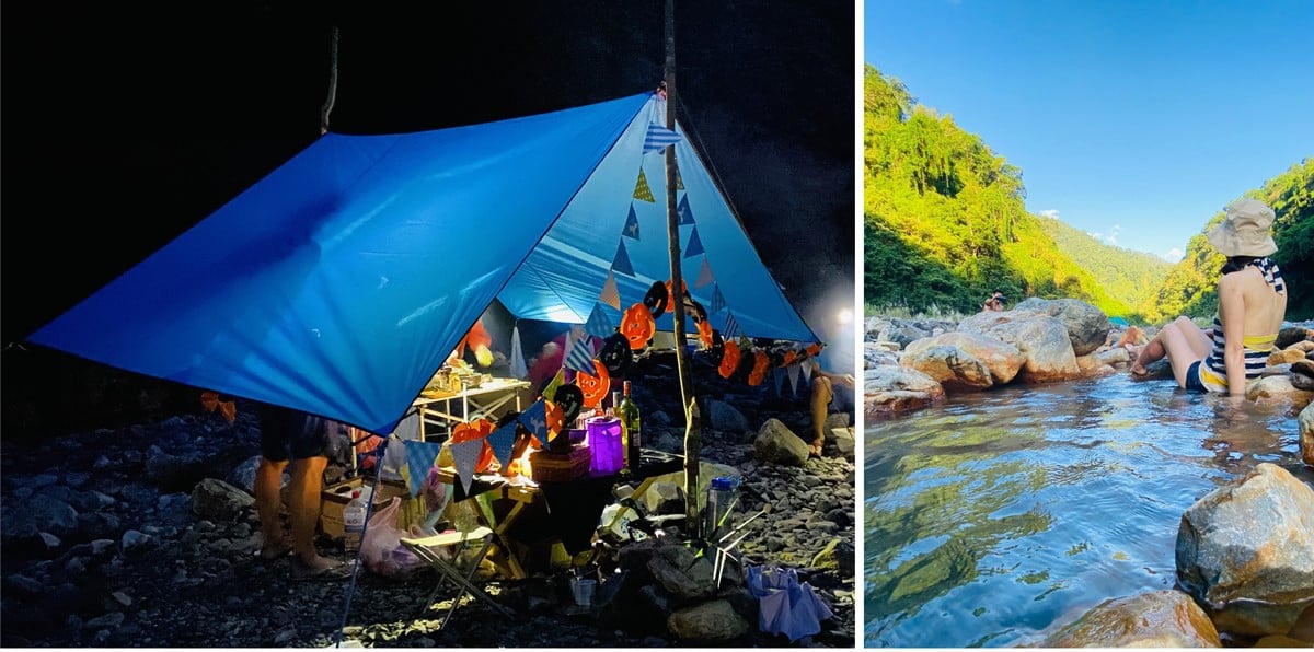  宜蘭芃芃野溪溫泉|最親民的天然野溪溫泉|萬聖節主題露營 宜蘭景點、芃芃野溪溫泉、萬聖節、露營