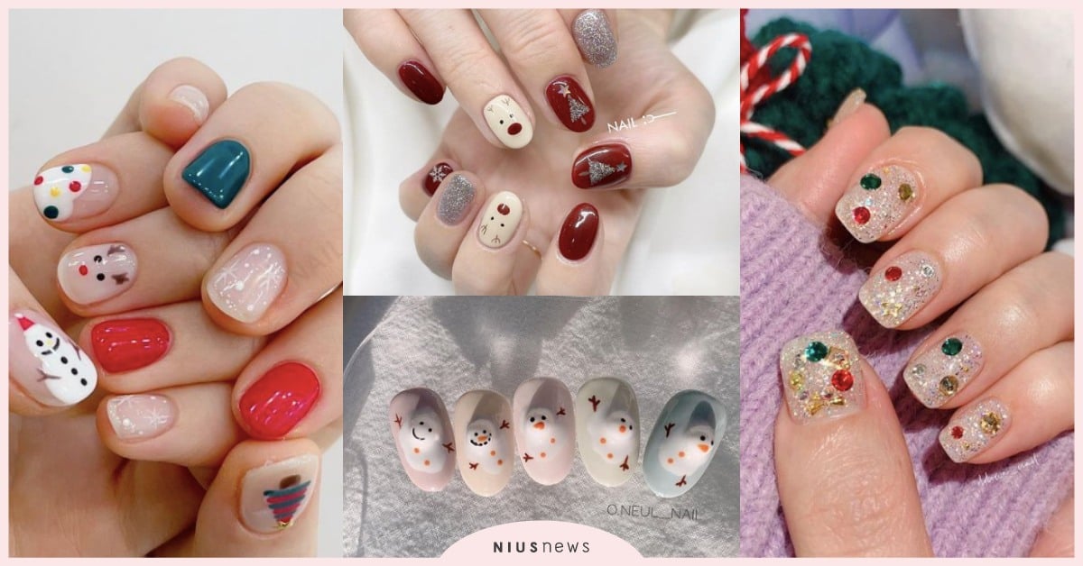 2021韓國「聖誕美甲」33款範本！紅配綠、彩色亮片風療癒又耐看，立體彩繪超可愛 聖誕節、美甲款式、聖誕美甲、指彩、彩繪