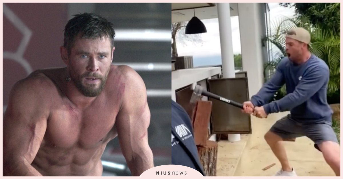 雷神糗翻！克里斯漢斯沃拿小斧砍柴「連劈6次失敗」，全網狂笑：「叫美國隊長來！」 雷神索爾、砍柴、美國隊長、克里斯漢斯沃