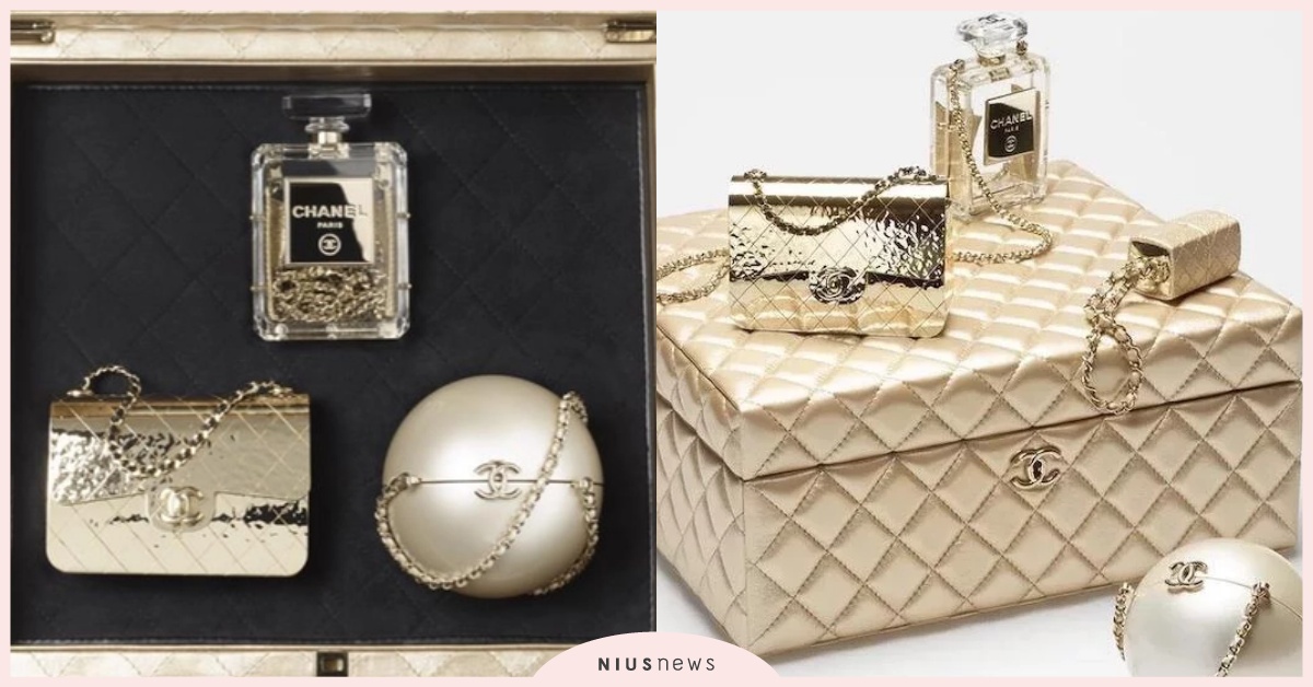 CHANEL全新金色「迷你包珠寶盒」！11.12、N°5香水、珍珠全變迷你小包！ CHANEL、小香、包包、雙C、迷你包、禮物盒、珠寶盒