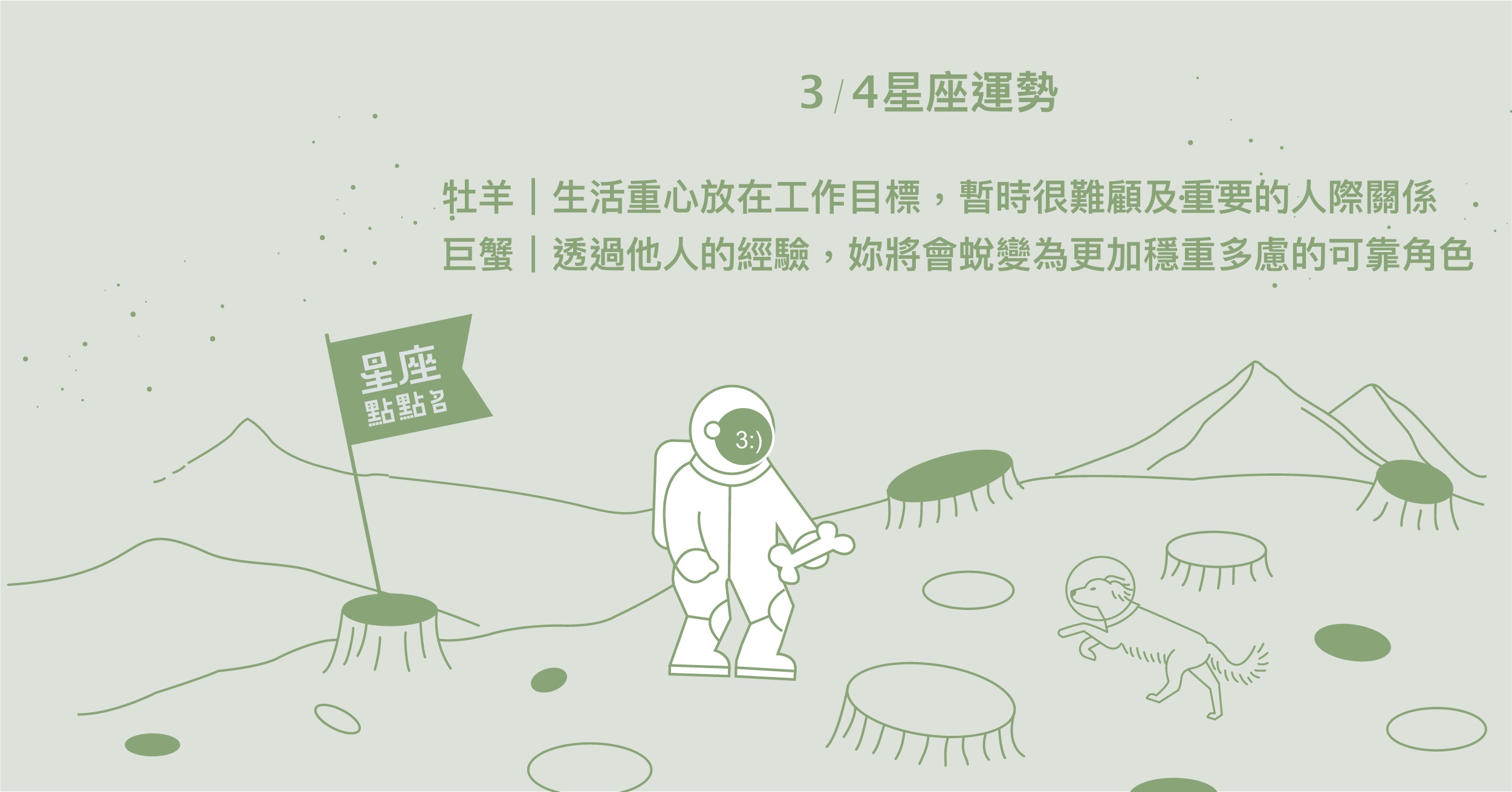 3/4星座點點名：金牛對於不穩定的關係，不用感到太焦慮。每日星座進化2.0 星座運勢、當日運勢、星座點點名、每日星座進化2.0