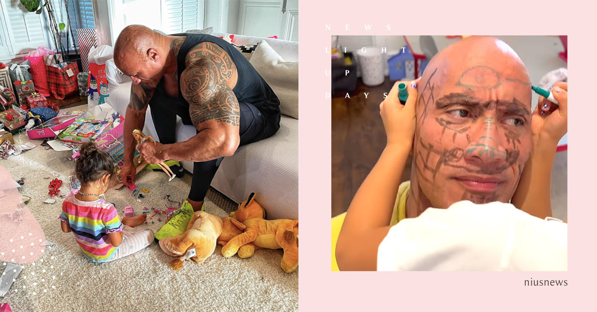 誰那麼大膽敢偷襲巨石強森的蛋、亂畫他的大光頭？好萊塢最壯女兒奴寵女事蹟 巨石強森、女兒奴、寵女兒、爸爸