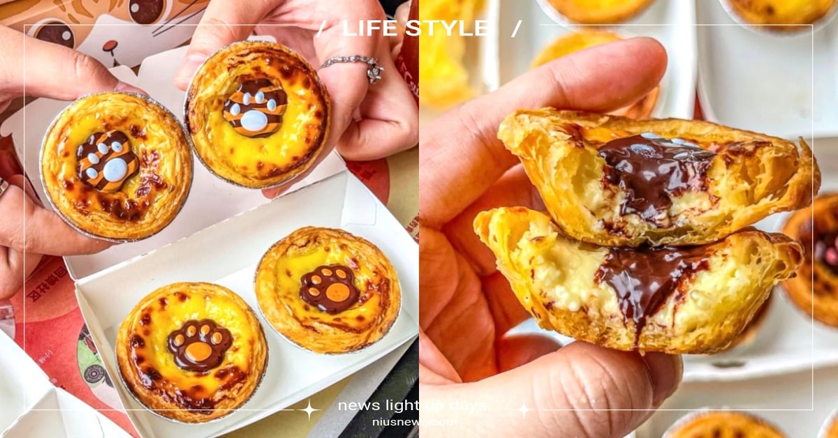 肉球太Ｑ！肯德基推出「喵喵蛋撻」巧克力內餡超甜蜜，迷你尺寸＋胖橘包裝貓奴必嚐鮮！ 中國肯德基、520情人節、喵喵寶寶蛋撻、貓咪蛋撻、胖橘貓包裝、肯德基、KFC、肯德基新品、肯德基蛋塔