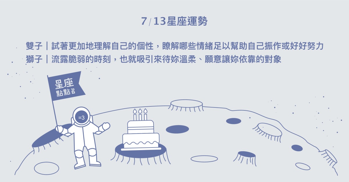  7/13星座點點名：魔羯誠懇做自己就能帶來正面影響！每日星座進化2.0 星座運勢、當日運勢、星座點點名、每日星座進化2.0