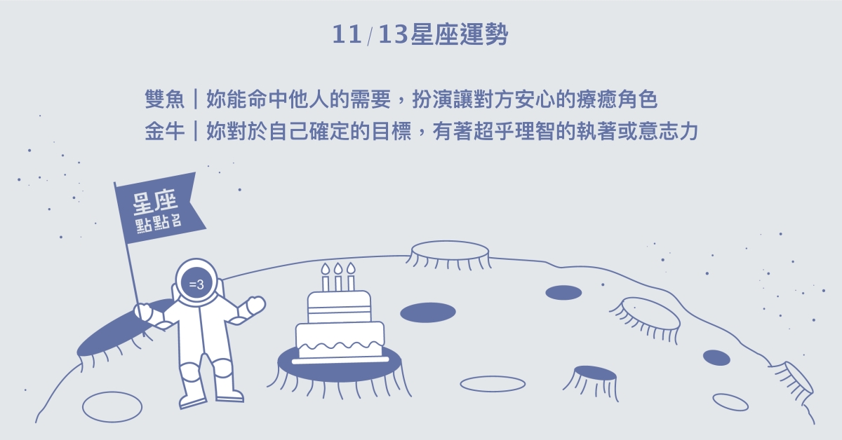 11/13星座點點名：水瓶最近的生活充滿縱情享受的氣氛。每日星座進化2.0 星座運勢、當日運勢、星座點點名、每日星座進化2.0