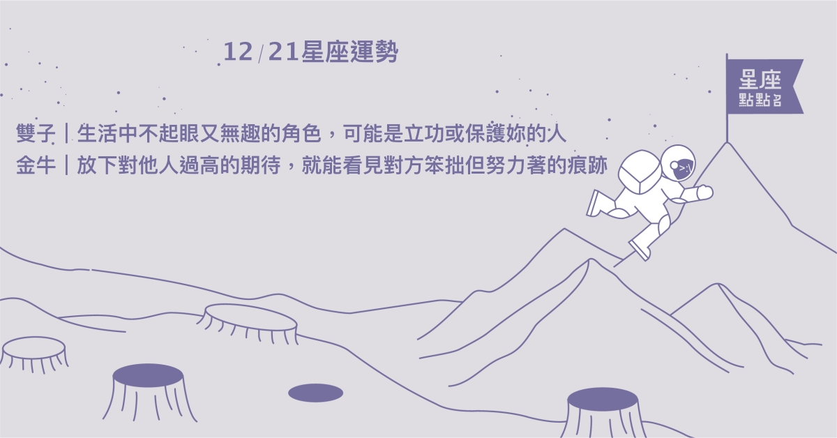 12/21星座點點名：牡羊憑藉意志力通過挑戰。每日星座進化2.0 星座運勢、當日運勢、星座點點名、每日星座進化2.0