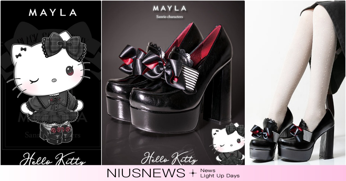 三麗鷗聯名「黑化版」Kitty＋美樂蒂＋大耳狗高跟鞋！12CM增高＋全黑緞帶帥爆 maylaclassic三麗鷗黑高跟鞋、maylaclassic三麗鷗、maylaclassic高跟鞋推薦、三麗鷗聯名、三麗鷗聯名鞋、三麗鷗聯名吊飾、HelloKitty高跟鞋、美樂蒂高跟鞋、酷洛米高跟鞋、大耳狗高跟鞋、布丁狗高跟鞋