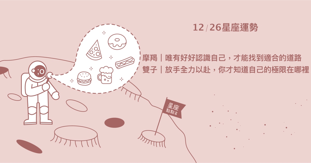 12/26星座點點名：處女低調仍難以忽視魅力。每日星座進化2.0 星座運勢、當日運勢、星座點點名、每日星座進化2.0