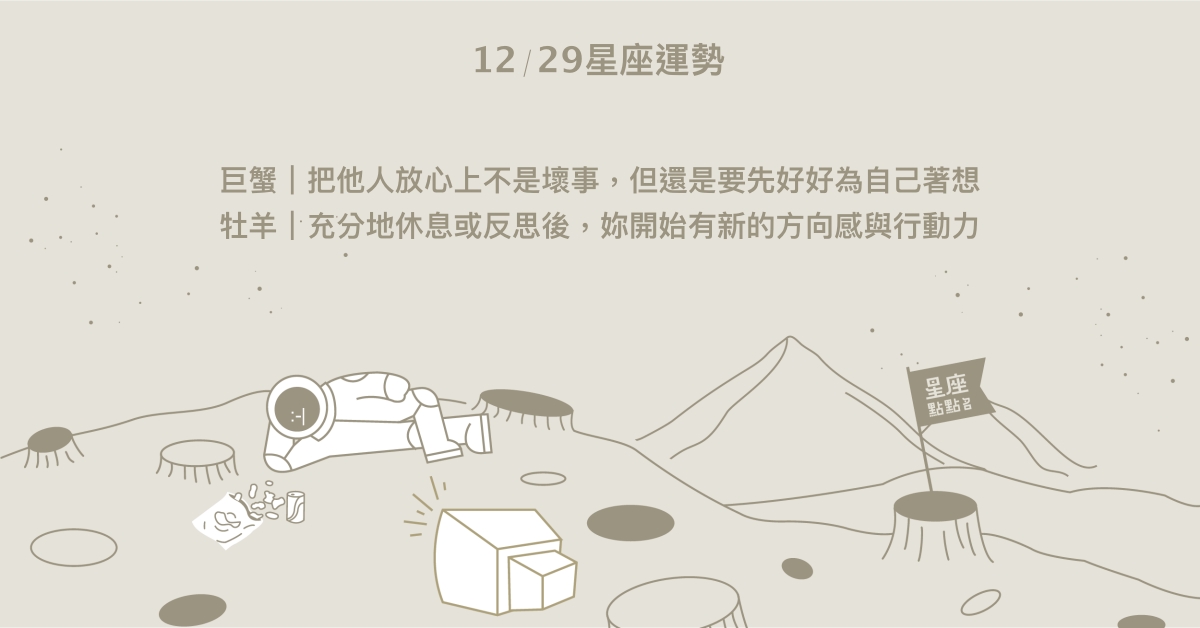 12/29星座點點名：魔羯找到擅長與喜歡的領域交集。每日星座進化2.0   星座運勢、當日運勢、星座點點名、每日星座進化2.0