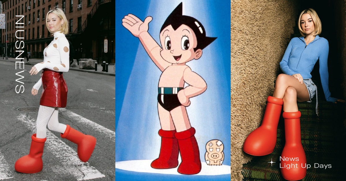 整雙神還原！原子小金剛「大紅靴」開賣，超肥鞋身實穿照曝，網笑：瘦腿神靴！ 原子小金剛、大紅靴、MSCHF、紅靴